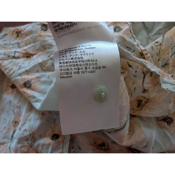 H&M Floral Long-Sleeve Peasant Blouse Dress With Tie Neck & Ruffles Size 12 - Picture 9 of 9